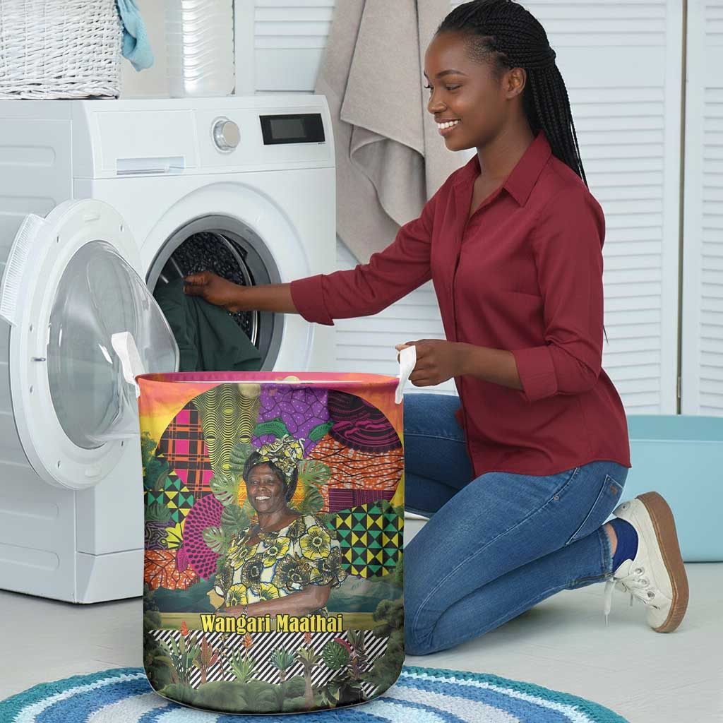 Wangari Maathai Laundry Basket Colorful Nature-Inspired Design Empowerment Quote African Print Environmental - African Pride