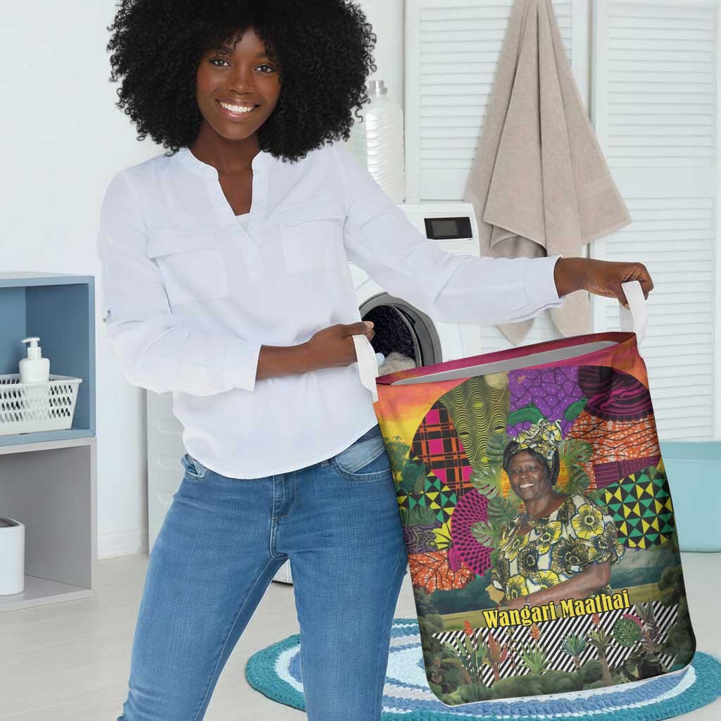 Wangari Maathai Laundry Basket Colorful Nature-Inspired Design Empowerment Quote African Print Environmental - African Pride