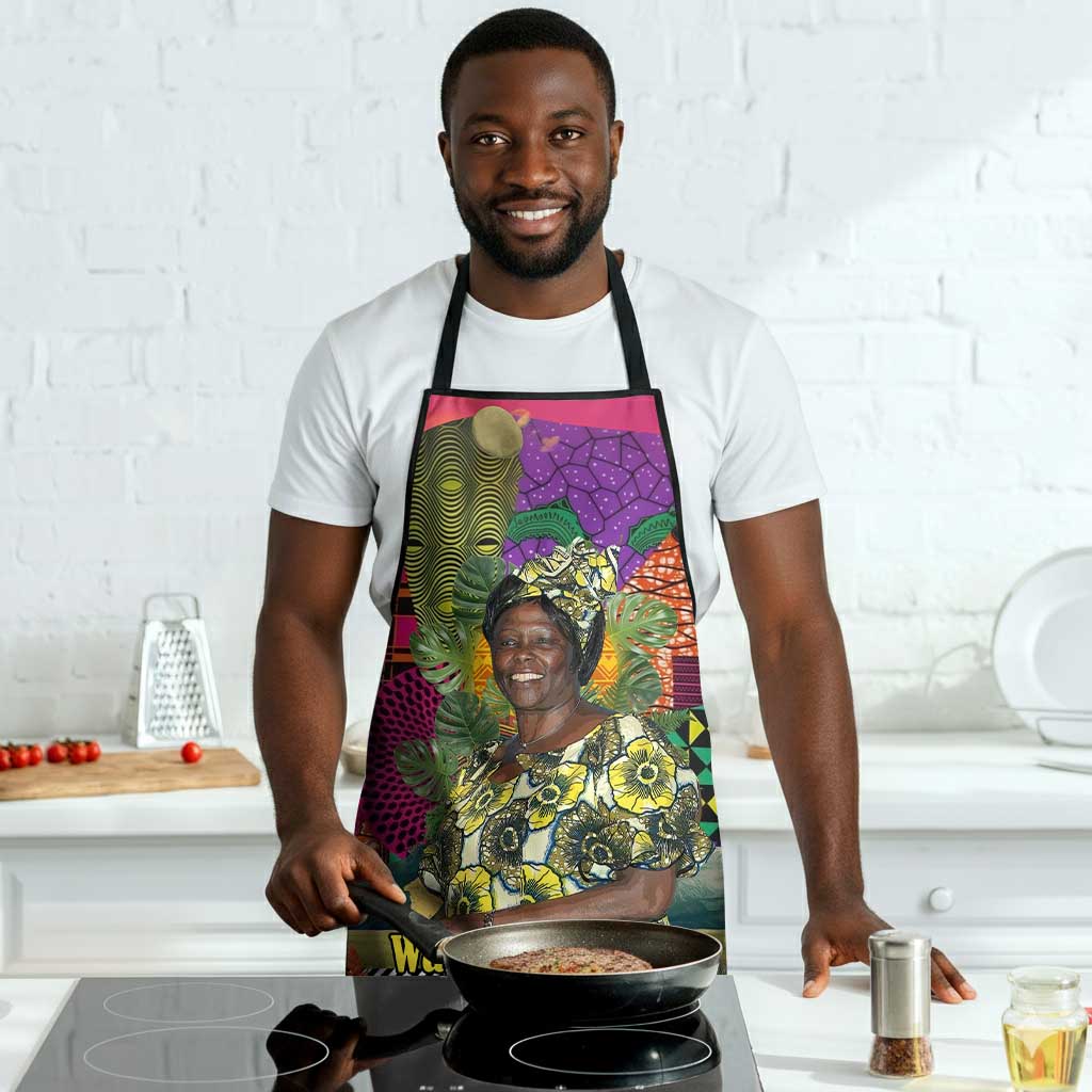 Wangari Maathai Apron Colorful Nature-Inspired Design Empowerment Quote African Print Environmental - African Pride