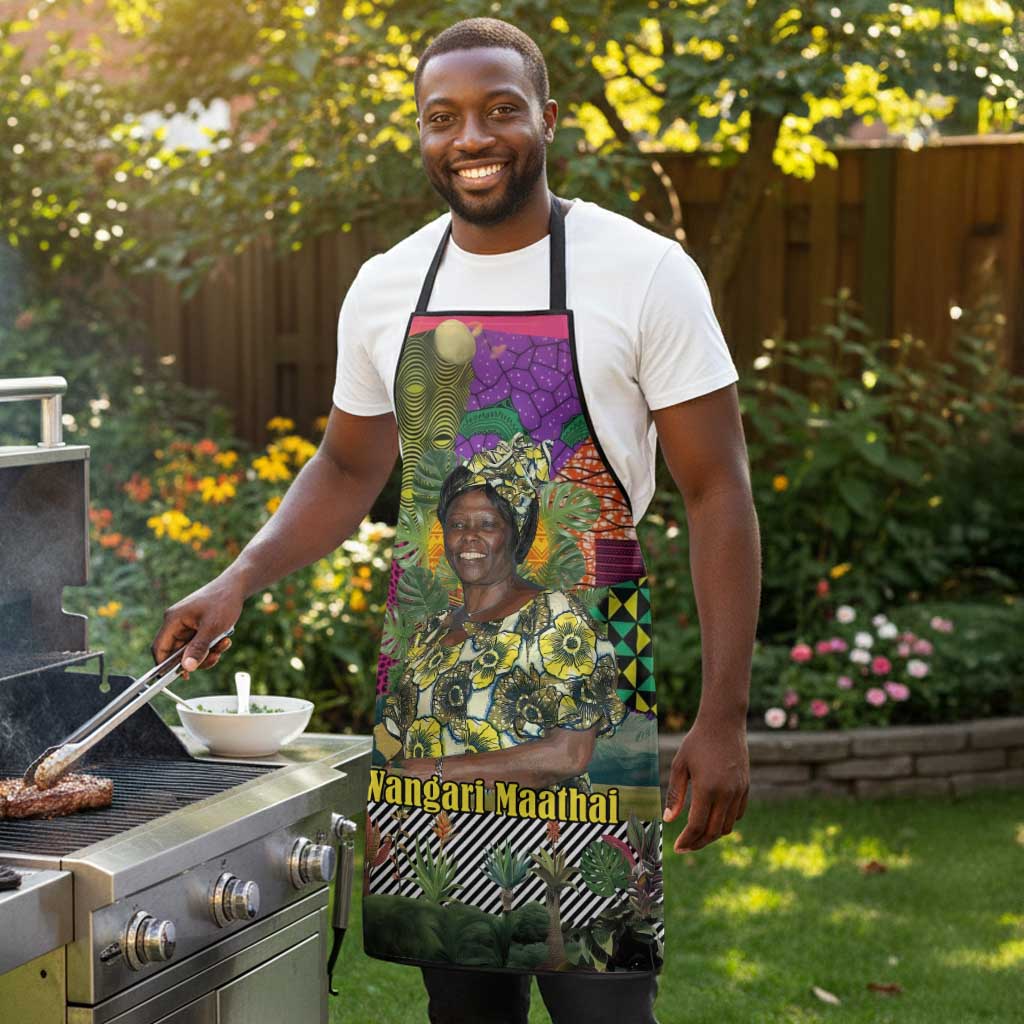Wangari Maathai Apron Colorful Nature-Inspired Design Empowerment Quote African Print Environmental - African Pride