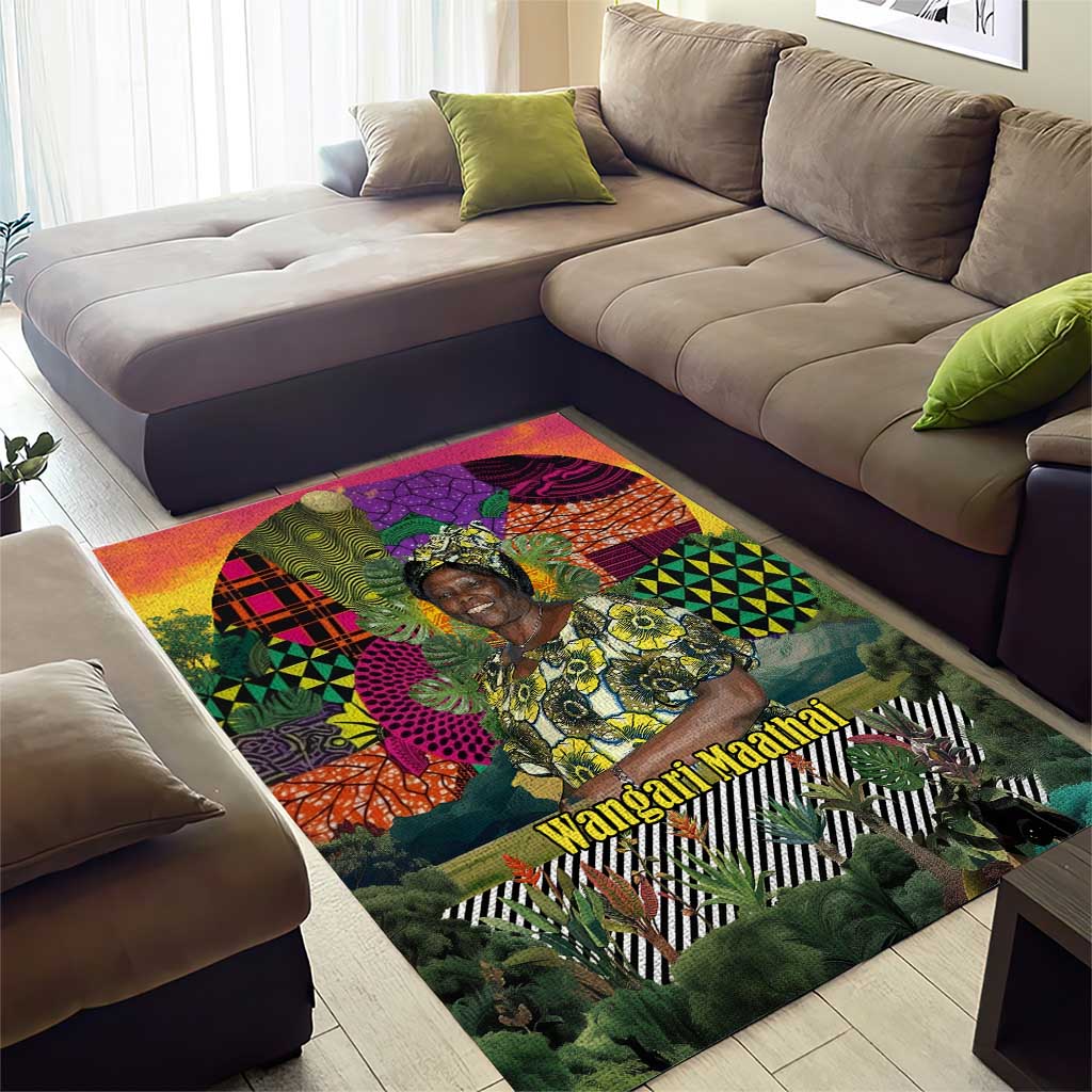 Wangari Maathai Area Rug Colorful Nature-Inspired Design Empowerment Quote African Print Environmental - African Pride
