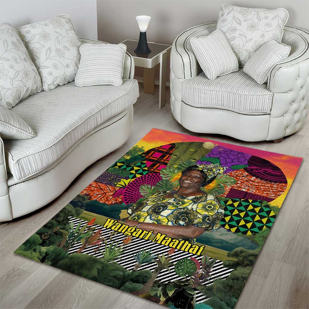 Wangari Maathai Area Rug Colorful Nature-Inspired Design Empowerment Quote African Print Environmental - African Pride
