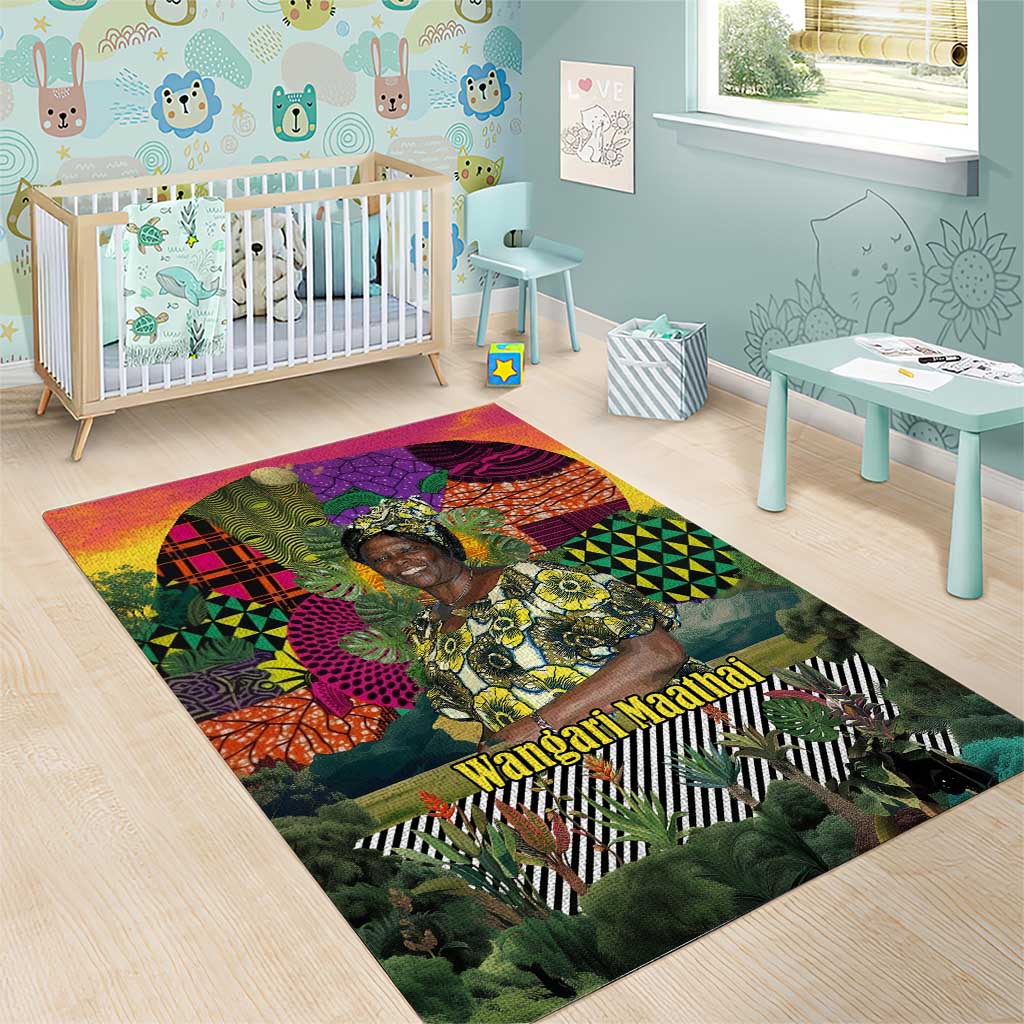 Wangari Maathai Area Rug Colorful Nature-Inspired Design Empowerment Quote African Print Environmental - African Pride