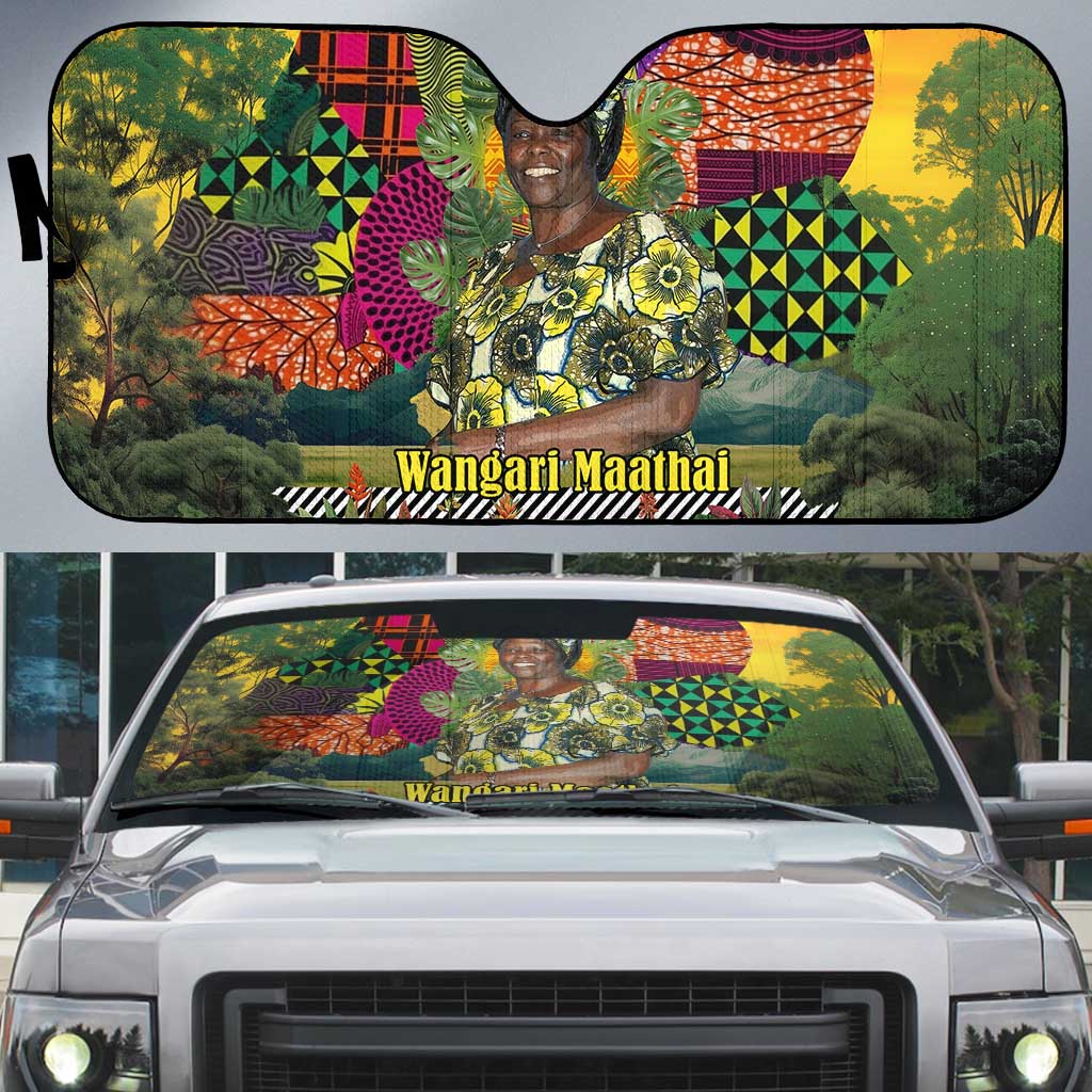 Wangari Maathai Auto Sun Shade Colorful Nature-Inspired Design Empowerment Quote African Print Environmental - African Pride