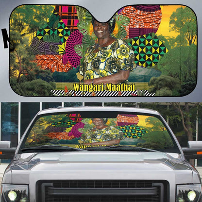 Wangari Maathai Auto Sun Shade Colorful Nature-Inspired Design Empowerment Quote African Print Environmental - African Pride