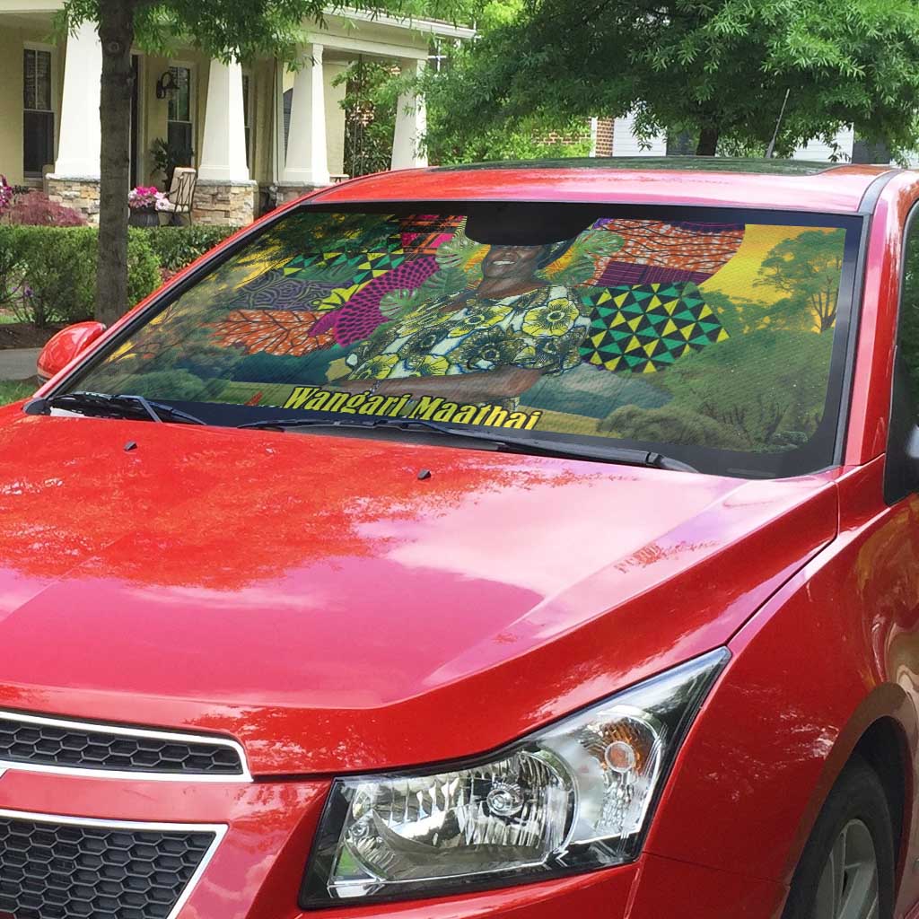 Wangari Maathai Auto Sun Shade Colorful Nature-Inspired Design Empowerment Quote African Print Environmental - African Pride