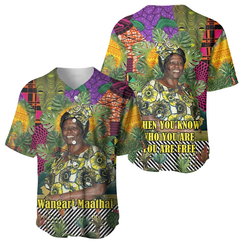 Wangari Maathai Baseball Jersey Colorful Nature-Inspired Design Empowerment Quote African Print Environmental - African Pride
