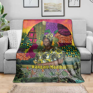 Wangari Maathai Blanket Colorful Nature-Inspired Design Empowerment Quote African Print Environmental - African Pride