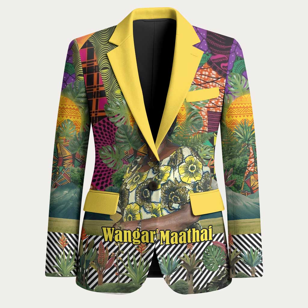Wangari Maathai Blazer Colorful Nature-Inspired Design Empowerment Quote African Print Environmental - African Pride