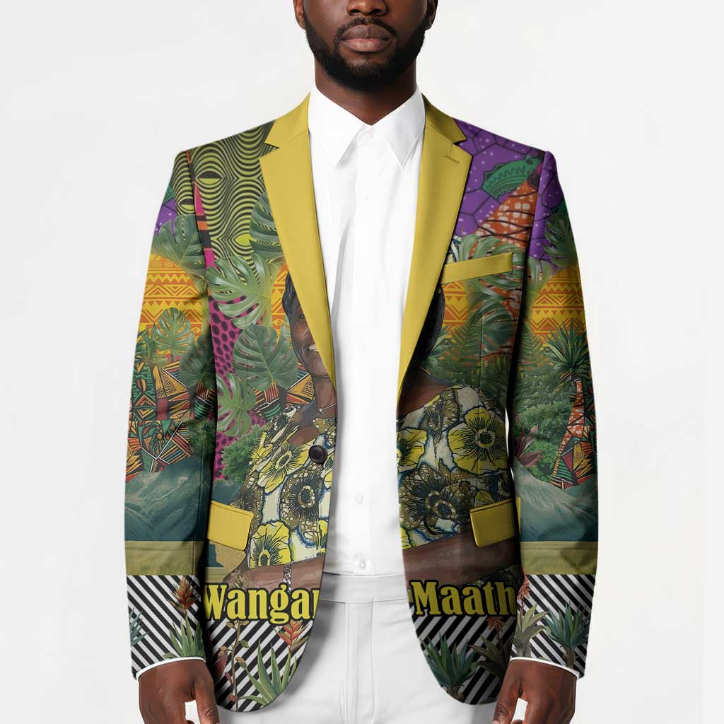 Wangari Maathai Blazer Colorful Nature-Inspired Design Empowerment Quote African Print Environmental - African Pride