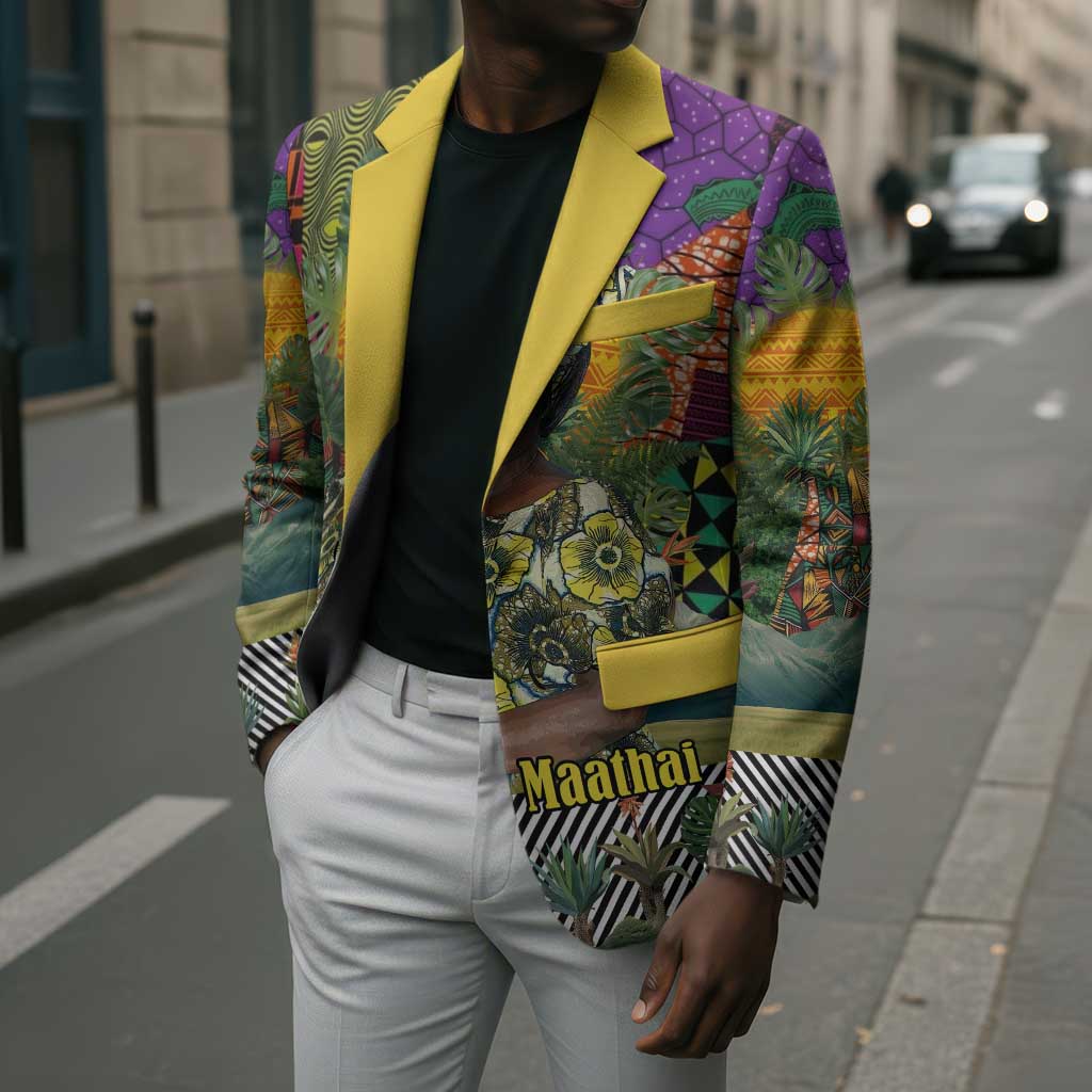 Wangari Maathai Blazer Colorful Nature-Inspired Design Empowerment Quote African Print Environmental - African Pride