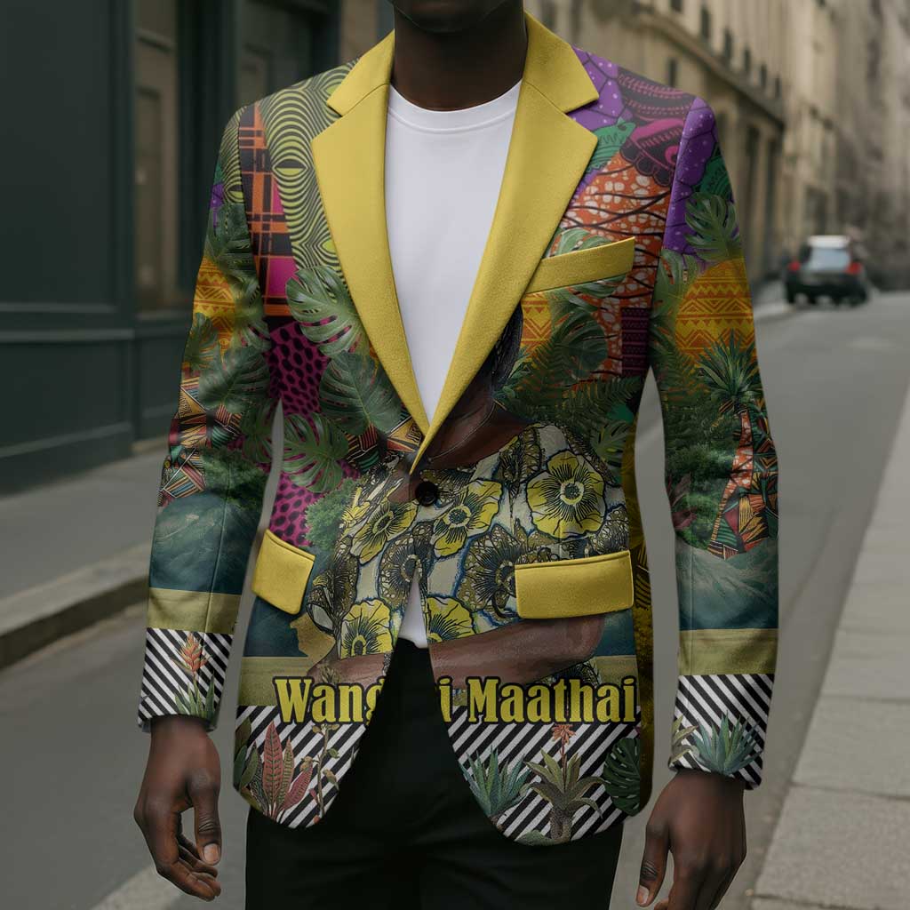 Wangari Maathai Blazer Colorful Nature-Inspired Design Empowerment Quote African Print Environmental - African Pride