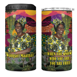 Wangari Maathai 4 in 1 Can Cooler Tumbler Colorful Nature-Inspired Design Empowerment Quote African Print Environmental - African Pride