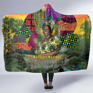 Wangari Maathai Hooded Blanket Colorful Nature-Inspired Design Empowerment Quote African Print Environmental - African Pride