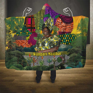 Wangari Maathai Hooded Blanket Colorful Nature-Inspired Design Empowerment Quote African Print Environmental - African Pride