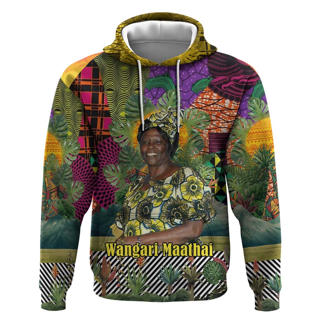 Wangari Maathai Hoodie Colorful Nature-Inspired Design Empowerment Quote African Print Environmental - African Pride
