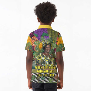 Wangari Maathai Kid Polo Shirt Colorful Nature-Inspired Design Empowerment Quote African Print Environmental - African Pride