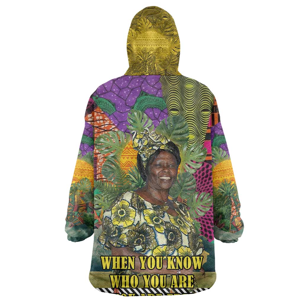 Wangari Maathai Kid Wearable Blanket Hoodie Colorful Nature-Inspired Design Empowerment Quote African Print Environmental - African Pride