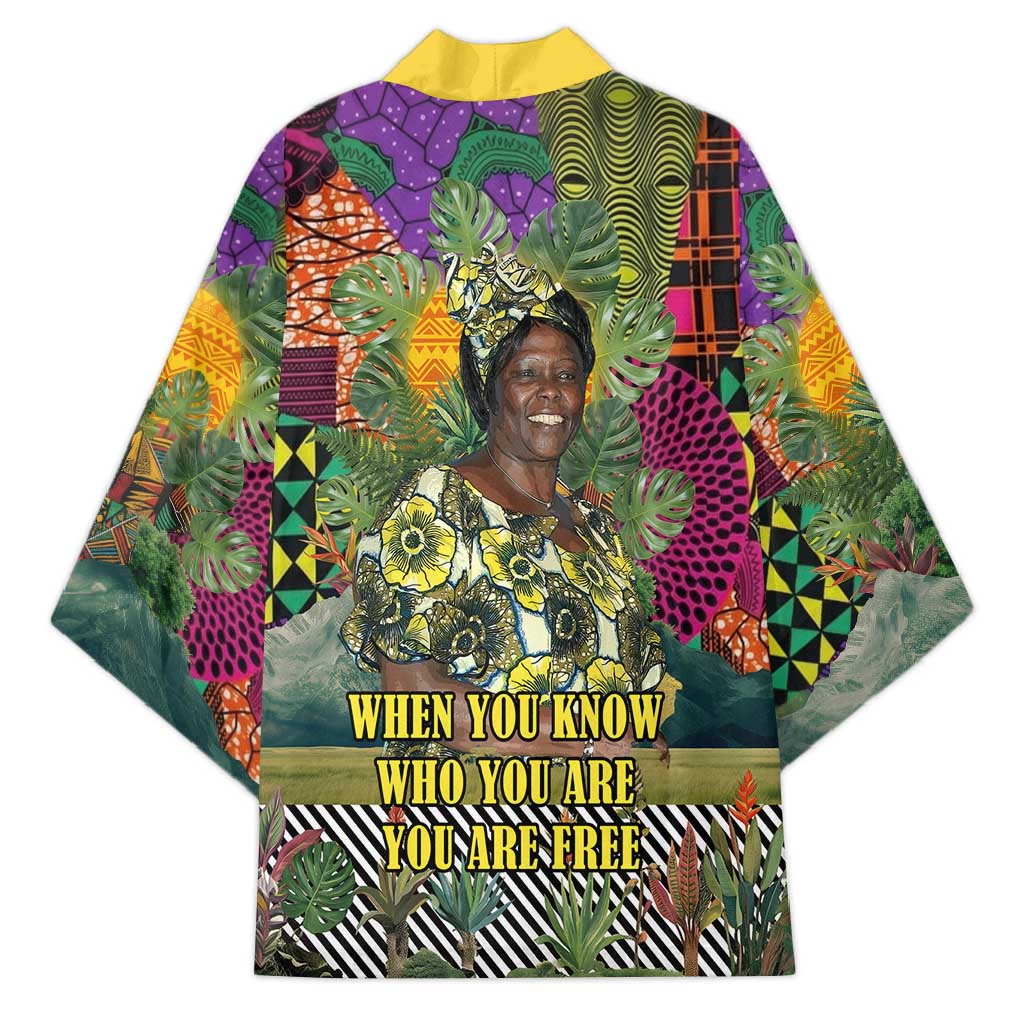 Wangari Maathai Kimono Colorful Nature-Inspired Design Empowerment Quote African Print Environmental - African Pride