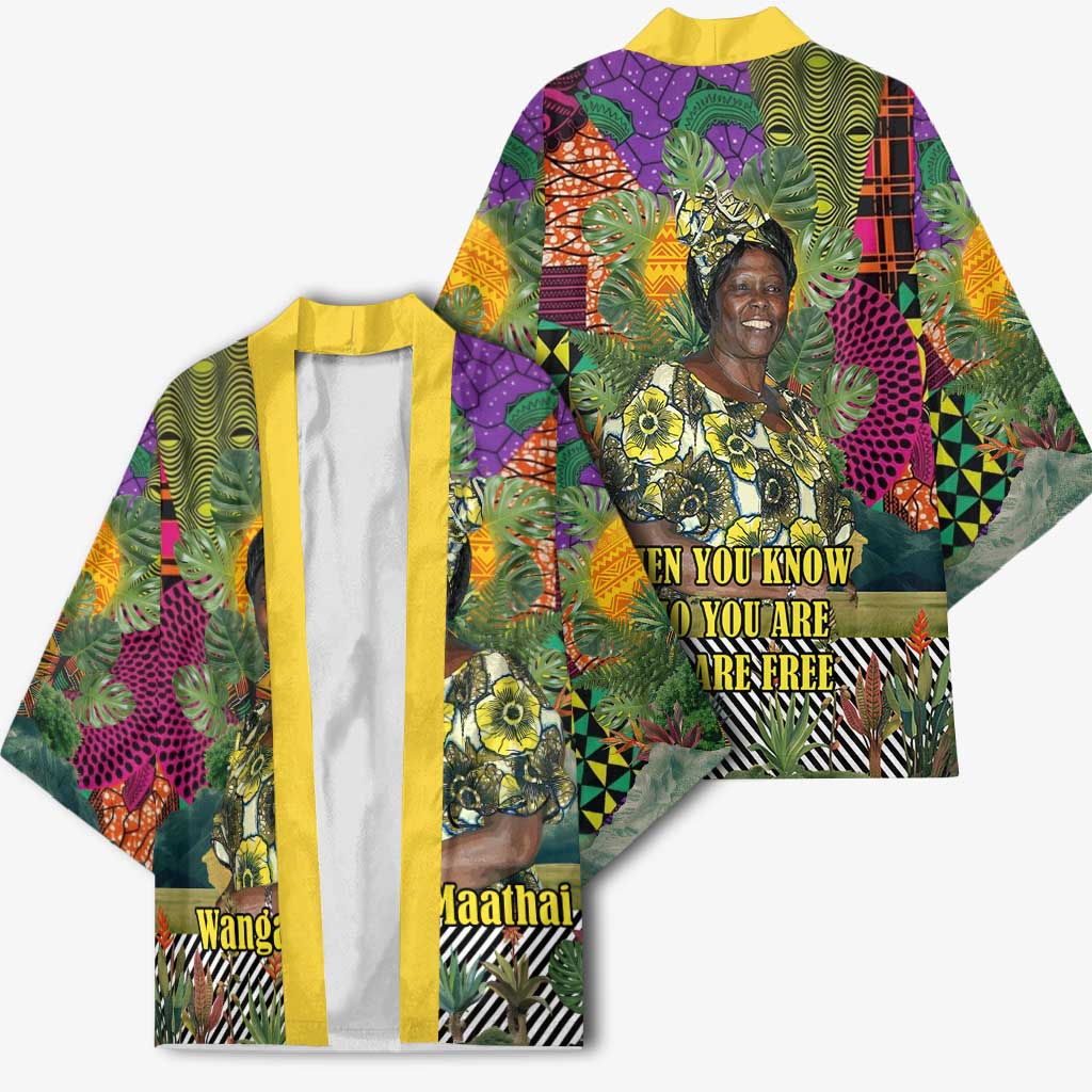 Wangari Maathai Kimono Colorful Nature-Inspired Design Empowerment Quote African Print Environmental - African Pride