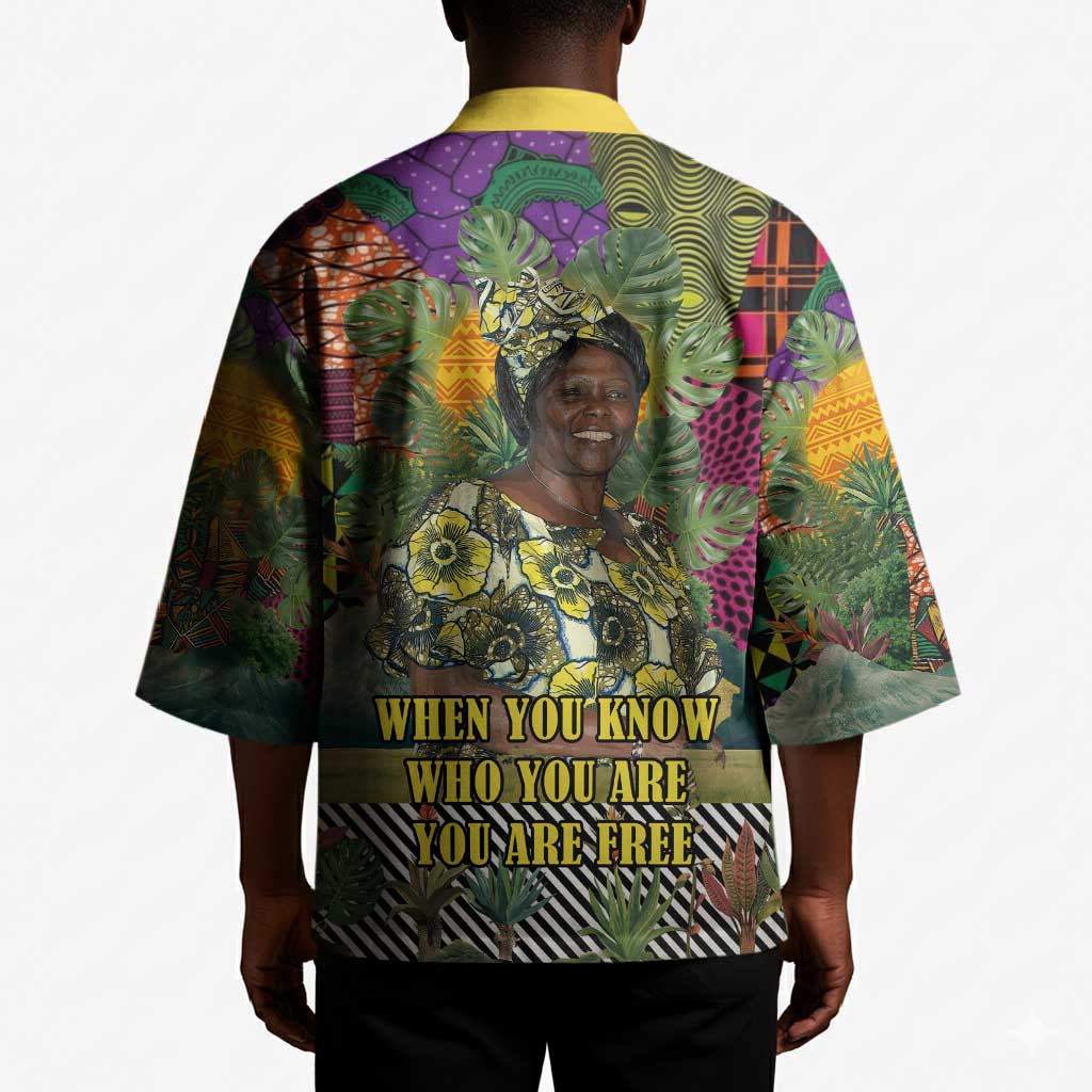 Wangari Maathai Kimono Colorful Nature-Inspired Design Empowerment Quote African Print Environmental - African Pride