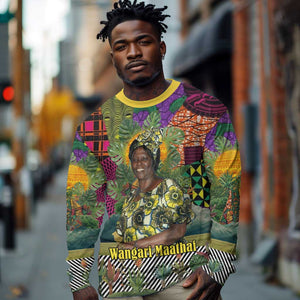 Wangari Maathai Long Sleeve Shirt Colorful Nature-Inspired Design Empowerment Quote African Print Environmental - African Pride