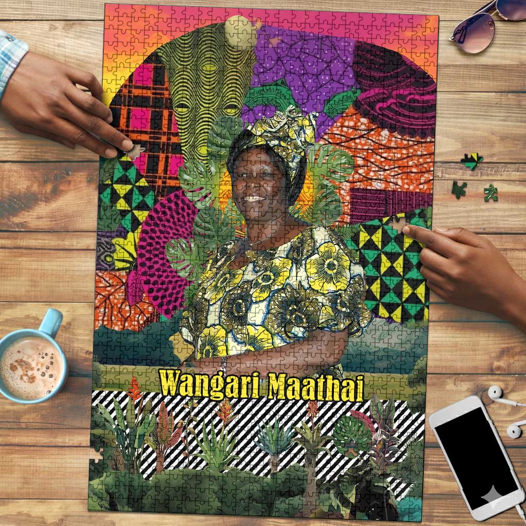 Wangari Maathai Puzzle Colorful Nature-Inspired Design Empowerment Quote African Print Environmental - African Pride
