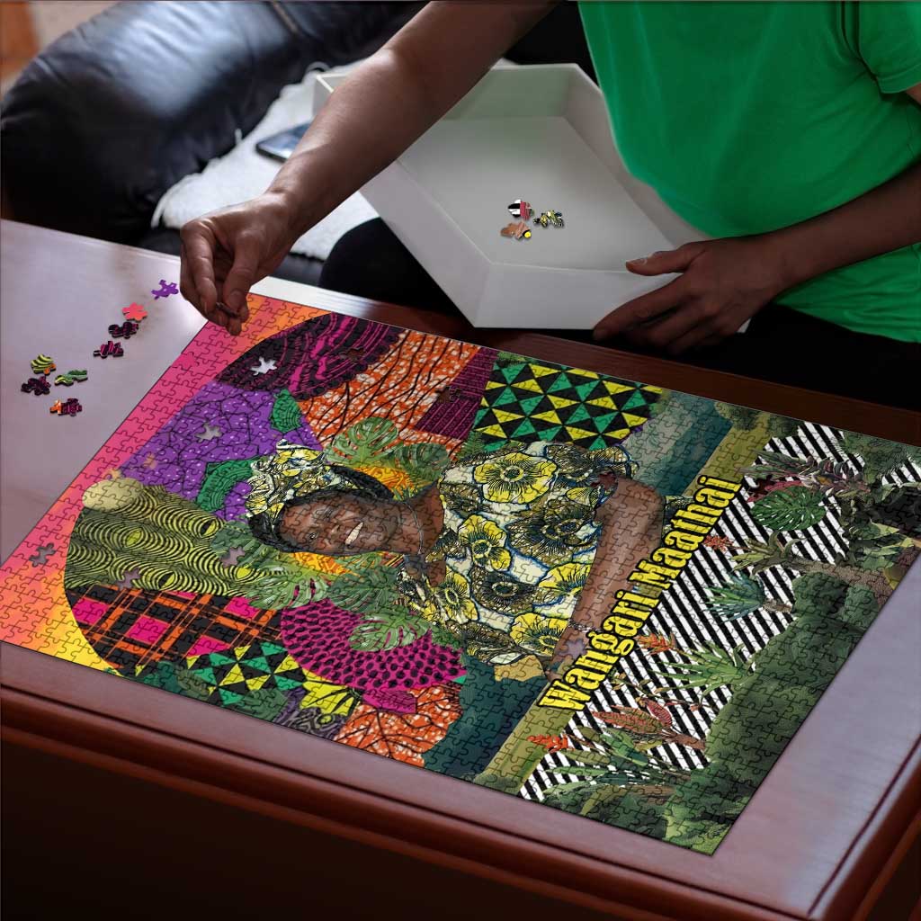 Wangari Maathai Puzzle Colorful Nature-Inspired Design Empowerment Quote African Print Environmental - African Pride