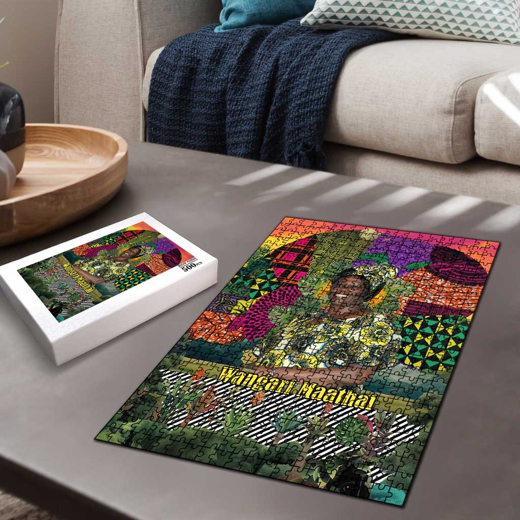 Wangari Maathai Puzzle Colorful Nature-Inspired Design Empowerment Quote African Print Environmental - African Pride