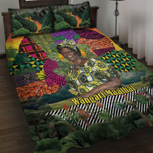 Wangari Maathai Quilt Bed Set Colorful Nature-Inspired Design Empowerment Quote African Print Environmental - African Pride