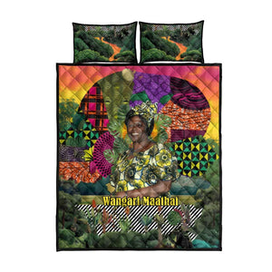 Wangari Maathai Quilt Bed Set Colorful Nature-Inspired Design Empowerment Quote African Print Environmental - African Pride