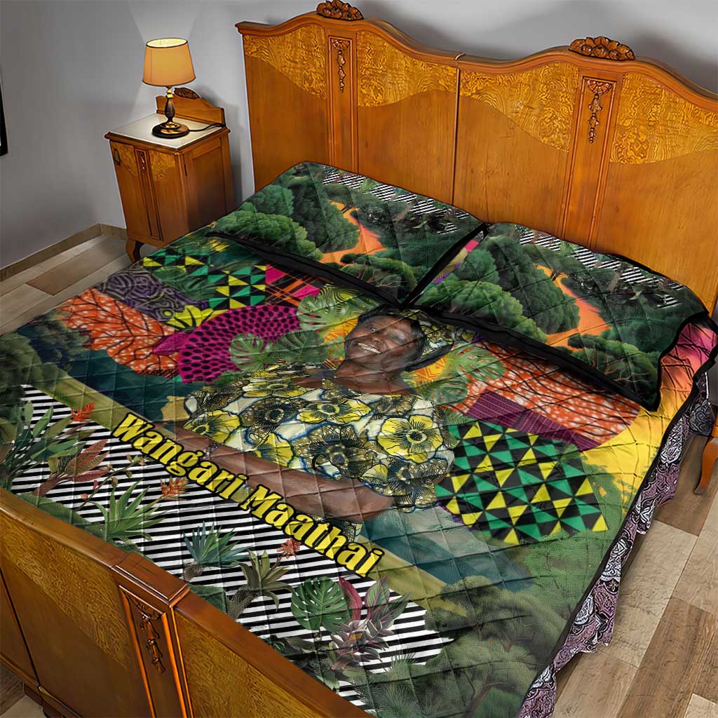 Wangari Maathai Quilt Bed Set Colorful Nature-Inspired Design Empowerment Quote African Print Environmental - African Pride
