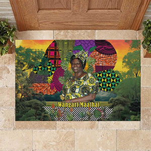 Wangari Maathai Rubber Doormat Colorful Nature-Inspired Design Empowerment Quote African Print Environmental - African Pride