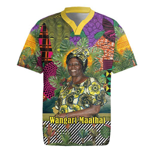 Wangari Maathai Rugby Jersey Colorful Nature-Inspired Design Empowerment Quote African Print Environmental - African Pride
