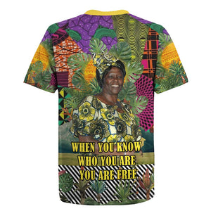 Wangari Maathai Rugby Jersey Colorful Nature-Inspired Design Empowerment Quote African Print Environmental - African Pride