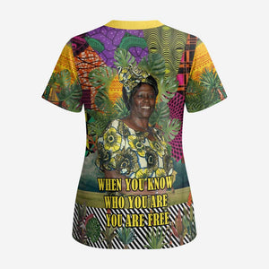 Wangari Maathai Scrub Top Colorful Nature-Inspired Design Empowerment Quote African Print Environmental - African Pride