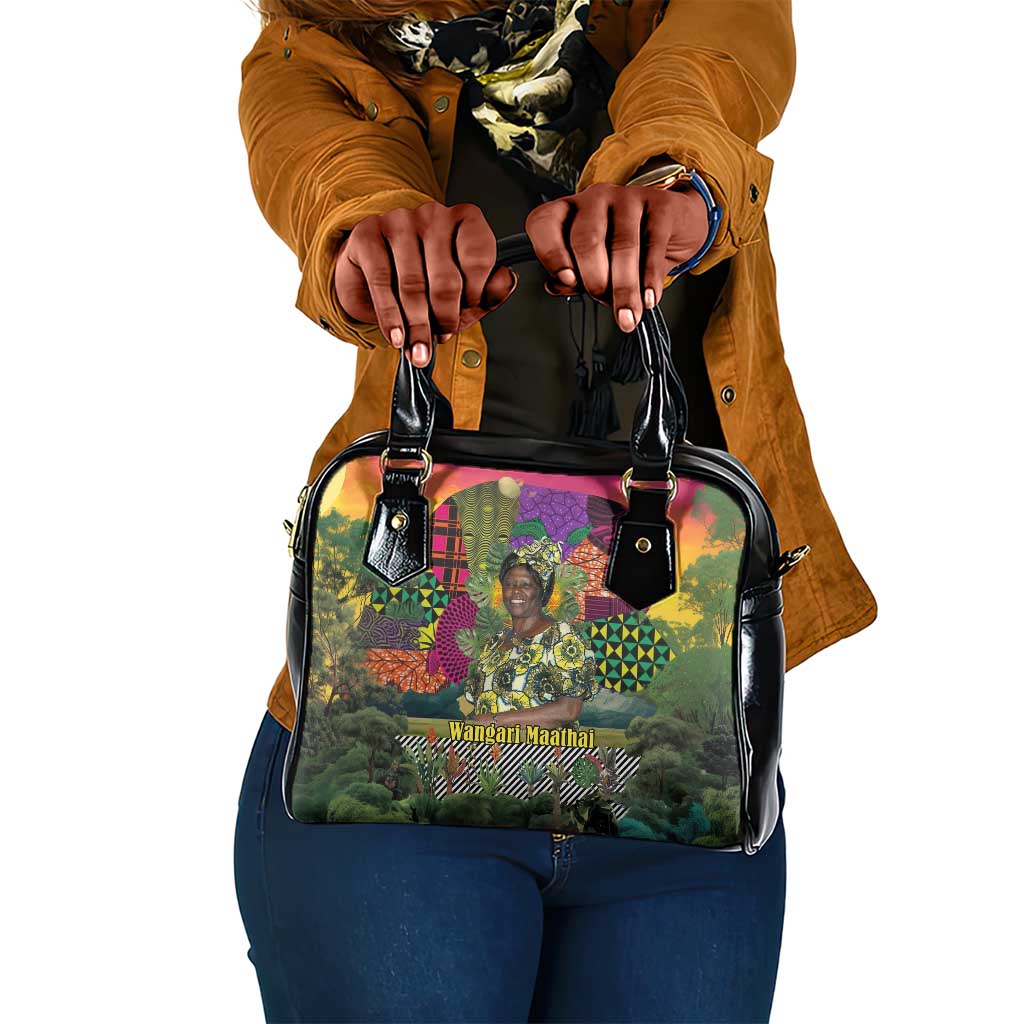 Wangari Maathai Shoulder Handbag Colorful Nature-Inspired Design Empowerment Quote African Print Environmental - African Pride