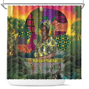 Wangari Maathai Shower Curtain Colorful Nature-Inspired Design Empowerment Quote African Print Environmental - African Pride
