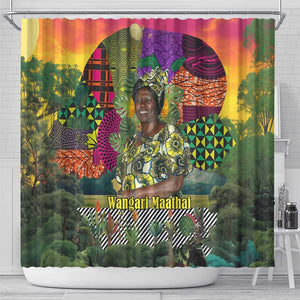 Wangari Maathai Shower Curtain Colorful Nature-Inspired Design Empowerment Quote African Print Environmental - African Pride