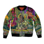Wangari Maathai Sleeve Zip Bomber Jacket Colorful Nature-Inspired Design Empowerment Quote African Print Environmental - African Pride
