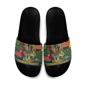 Wangari Maathai Slide Sandals Colorful Nature-Inspired Design Empowerment Quote African Print Environmental - African Pride