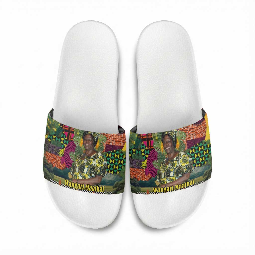 Wangari Maathai Slide Sandals Colorful Nature-Inspired Design Empowerment Quote African Print Environmental - African Pride