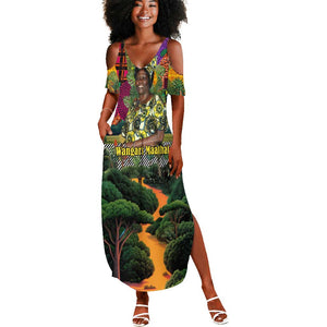 Wangari Maathai Summer Maxi Dress Colorful Nature-Inspired Design Empowerment Quote African Print Environmental - African Pride