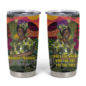Wangari Maathai Tumbler Cup Colorful Nature-Inspired Design Empowerment Quote African Print Environmental - African Pride
