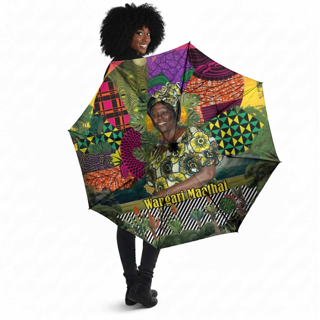 Wangari Maathai Umbrella Colorful Nature-Inspired Design Empowerment Quote African Print Environmental - African Pride