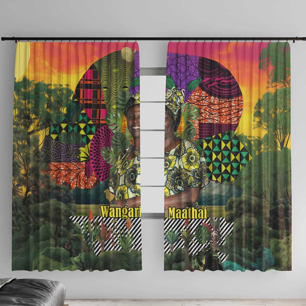 Wangari Maathai Window Curtain Colorful Nature-Inspired Design Empowerment Quote African Print Environmental - African Pride