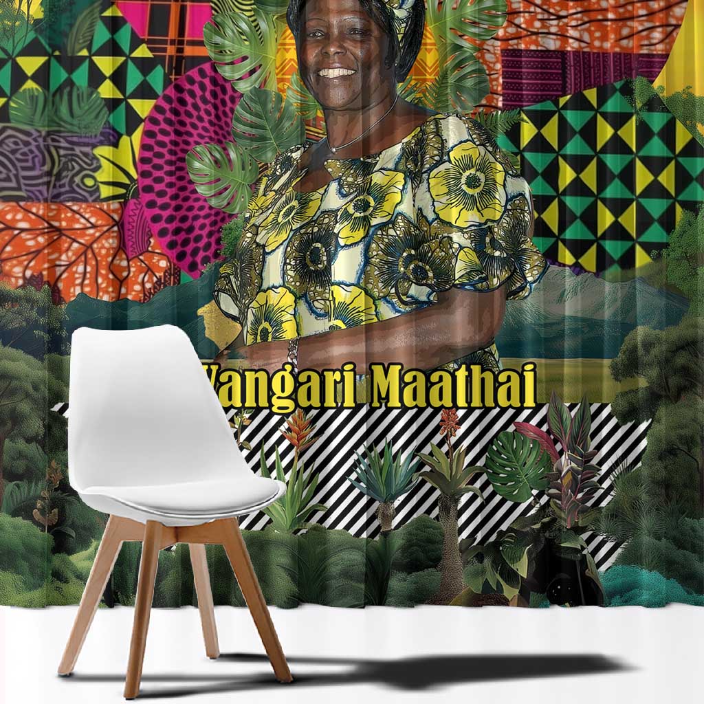 Wangari Maathai Window Curtain Colorful Nature-Inspired Design Empowerment Quote African Print Environmental - African Pride