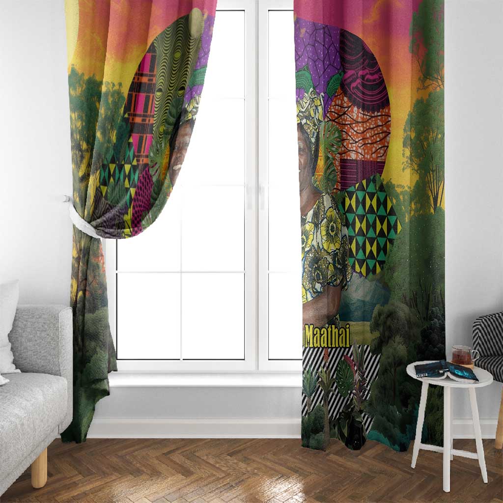 Wangari Maathai Window Curtain Colorful Nature-Inspired Design Empowerment Quote African Print Environmental - African Pride