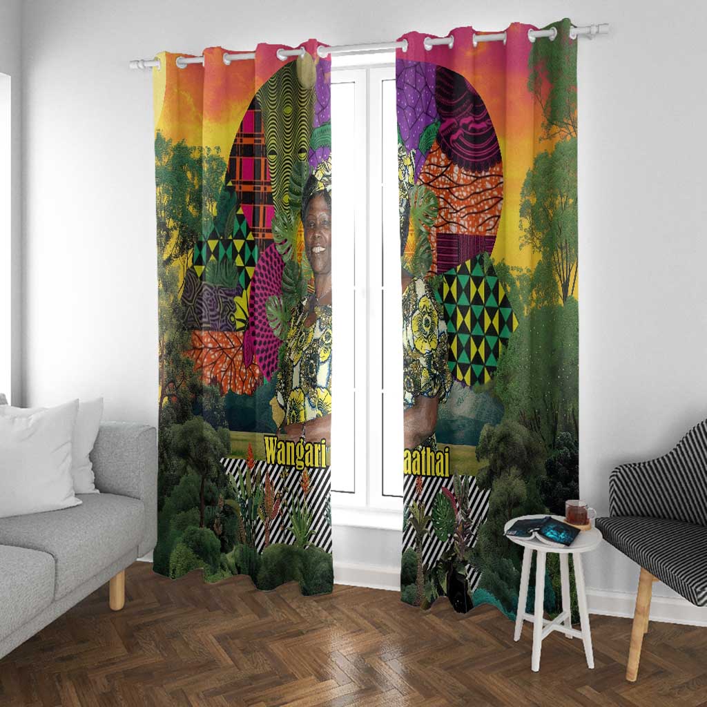 Wangari Maathai Window Curtain Colorful Nature-Inspired Design Empowerment Quote African Print Environmental - African Pride
