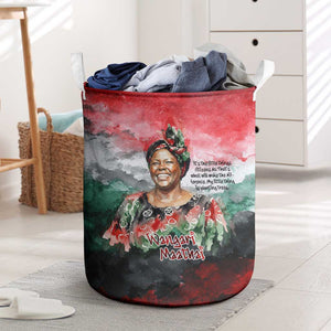 Wangari Maathai Laundry Basket Kenyan Flag Watercolor Style - Environmental Quote Planting Trees Tribute Eco-Activism - African Pride